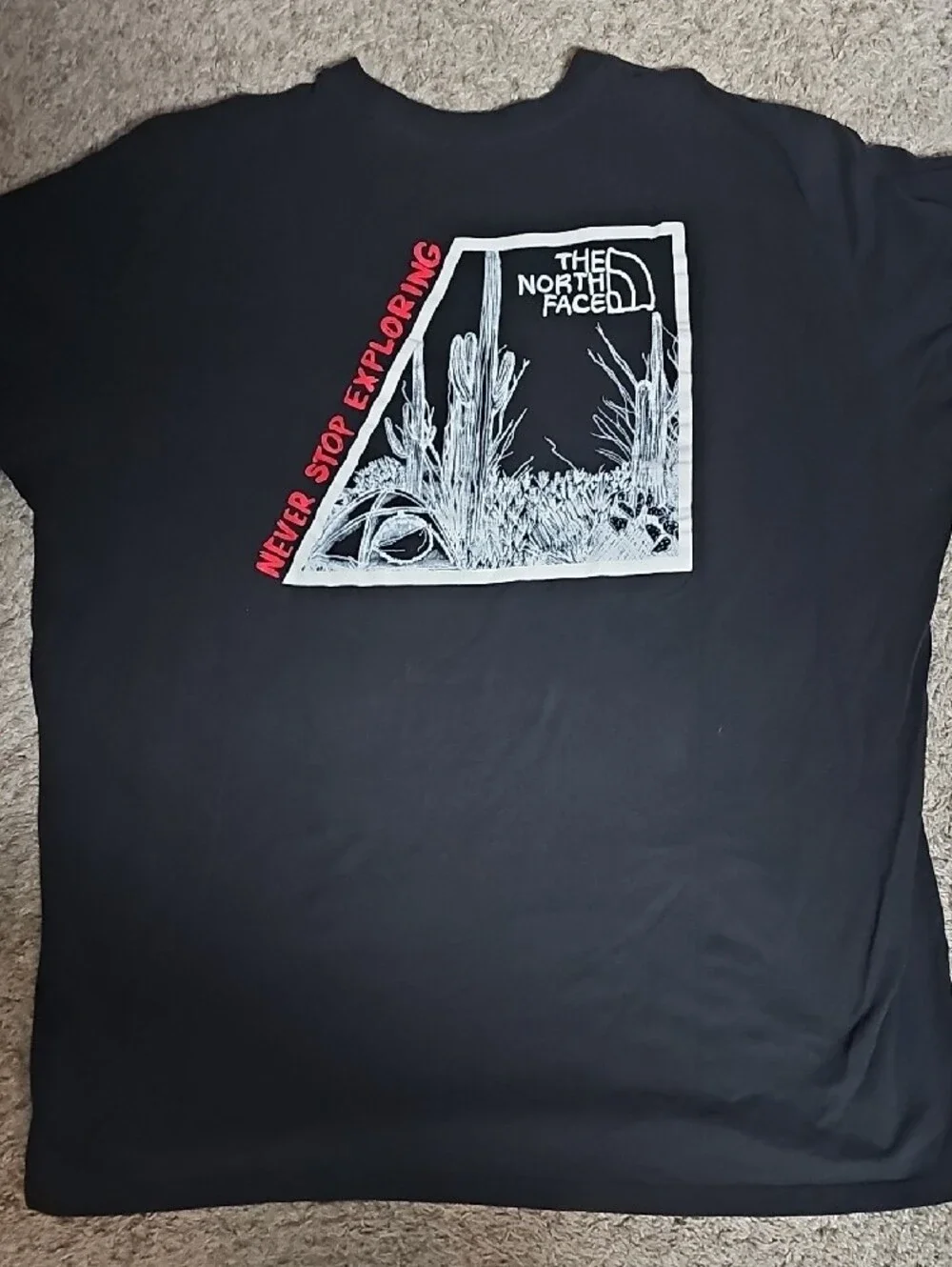 The North Face Black T-Shirt with Red Logo Soft!!